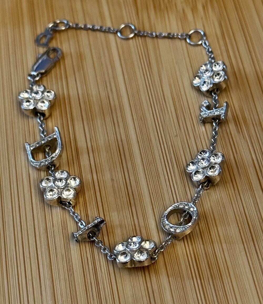 Vintage 2004 Christian Dior Girly Crystal DIOR Flower Bracelet Galliano 6.5 - 8”